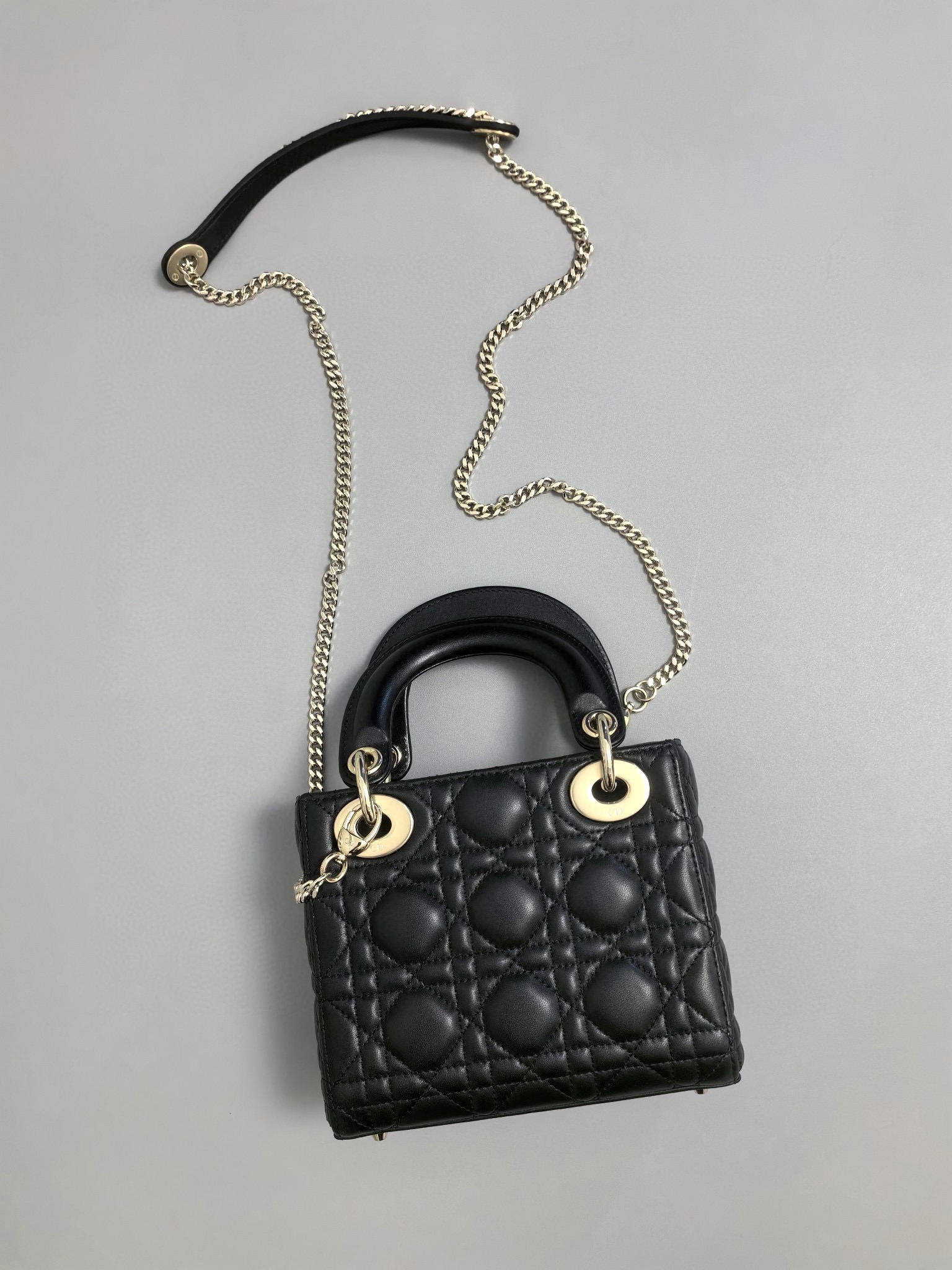 DIOR Mini Lady Dior Bag Black Cannage Lambskin Gold Hardware