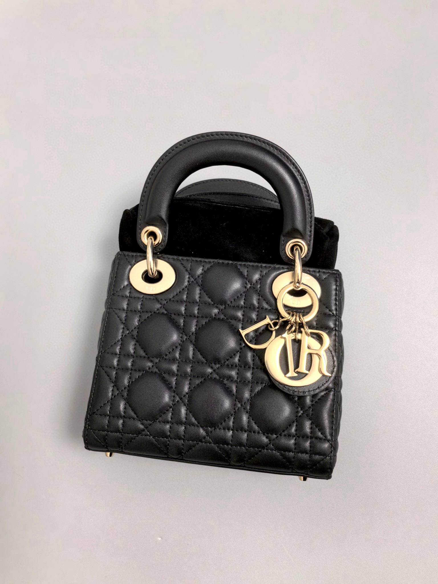 DIOR Mini Lady Dior Bag Black Cannage Lambskin Gold Hardware