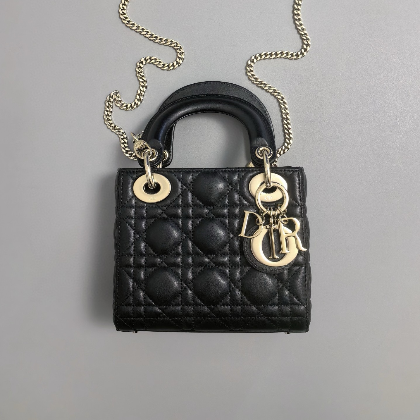 DIOR Mini Lady Dior Bag Black Cannage Lambskin Gold Hardware