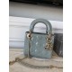 DIOR Mini Lady Dior Bag Stone Gray Patent Cannage Calfskin Gold Hardware