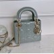 DIOR Mini Lady Dior Bag Stone Gray Patent Cannage Calfskin Gold Hardware