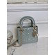 DIOR Mini Lady Dior Bag Stone Gray Patent Cannage Calfskin Gold Hardware