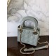 DIOR Mini Lady Dior Bag Stone Gray Patent Cannage Calfskin Gold Hardware