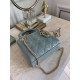 DIOR Mini Lady Dior Bag Stone Gray Patent Cannage Calfskin Gold Hardware