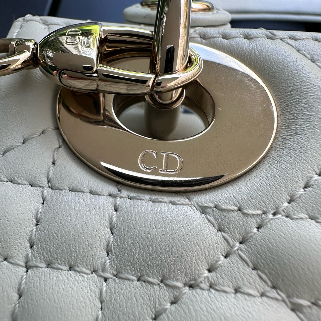 DIOR Mini Lady Dior Bag Latte Cannage Lambskin Gold Hardware