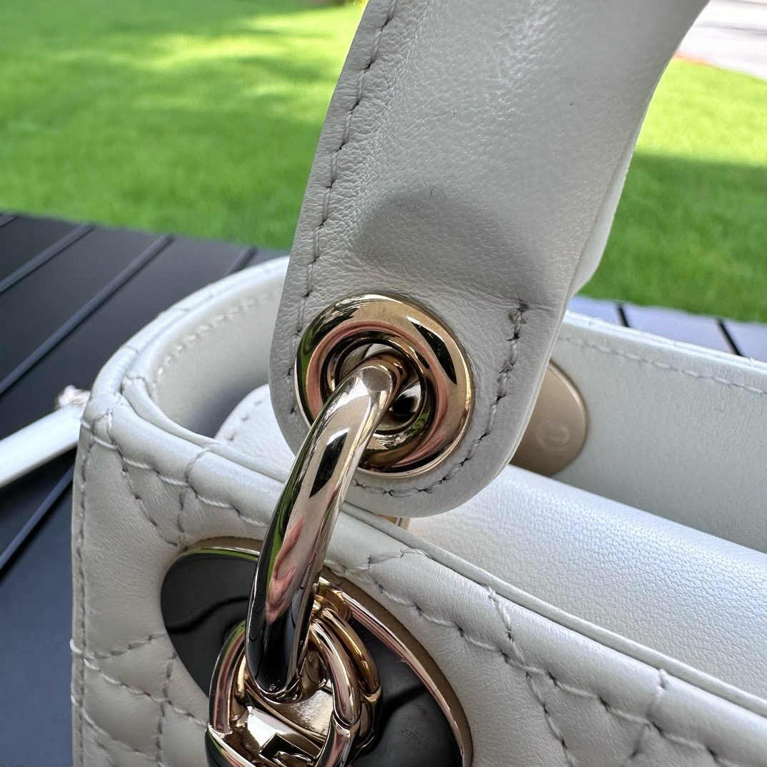 DIOR Mini Lady Dior Bag Latte Cannage Lambskin Gold Hardware