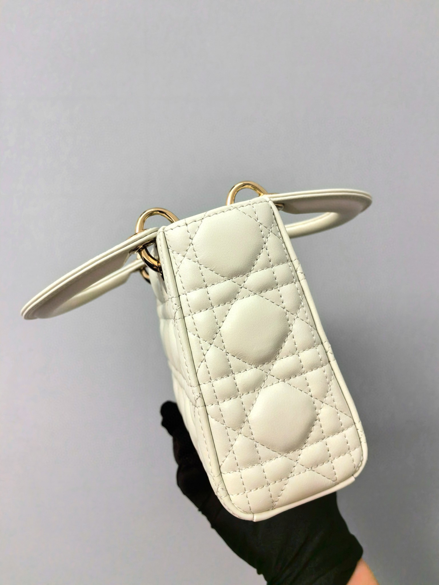 DIOR Mini Lady Dior Bag Latte Cannage Lambskin Gold Hardware