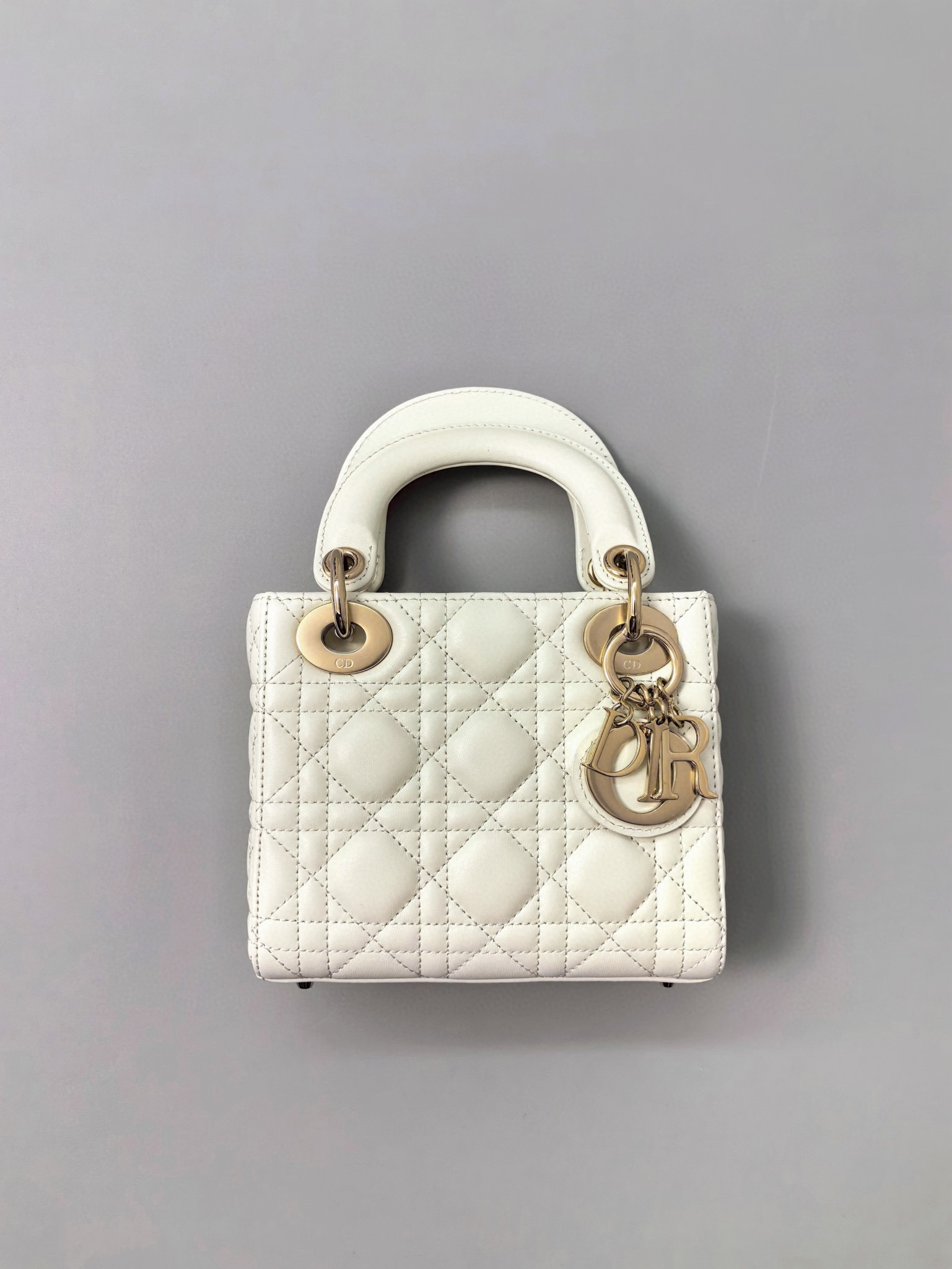 DIOR Mini Lady Dior Bag Latte Cannage Lambskin Gold Hardware