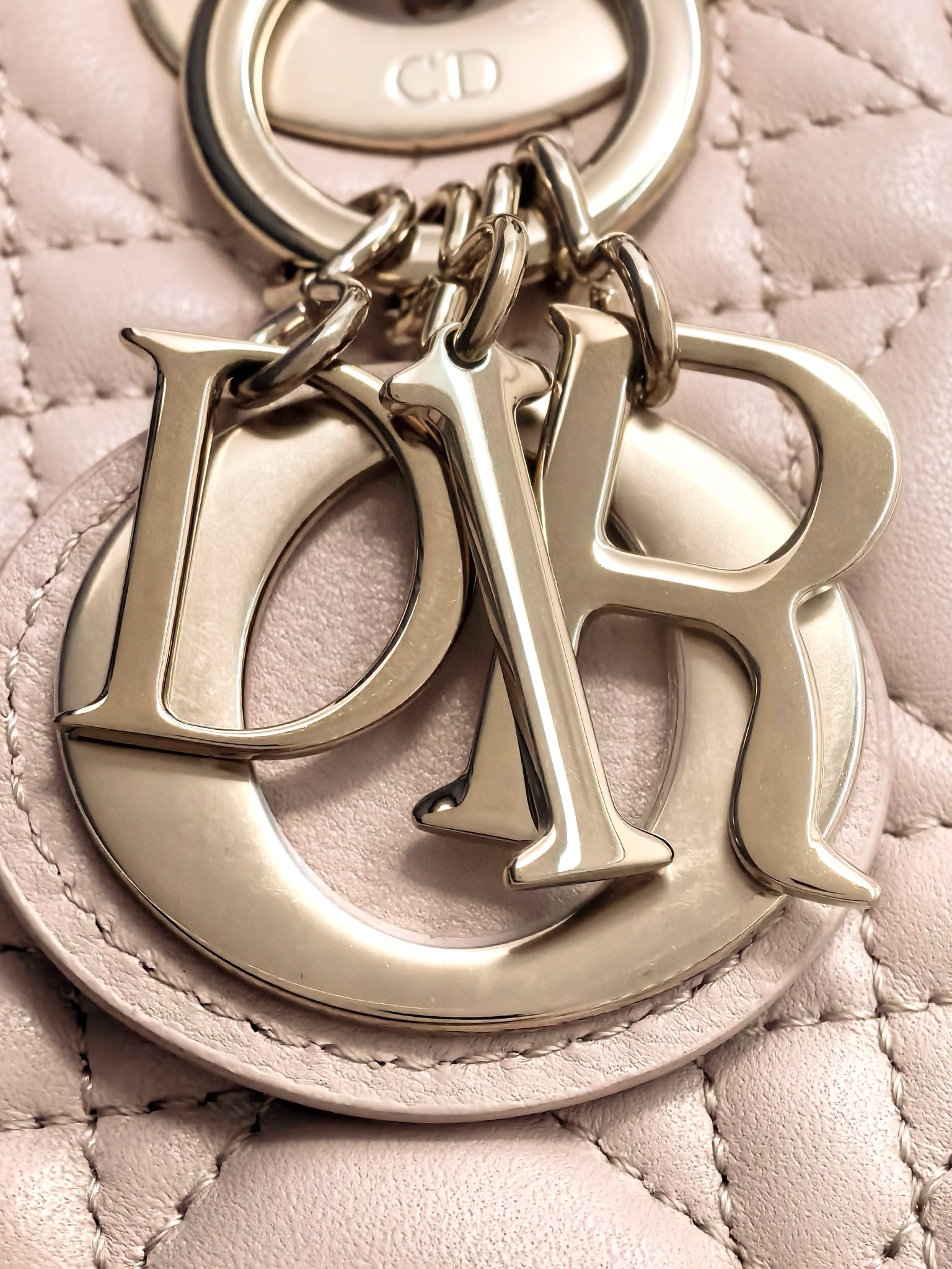 DIOR Mini Lady Dior Bag Powder Pink Cannage Lambskin Gold Hardware