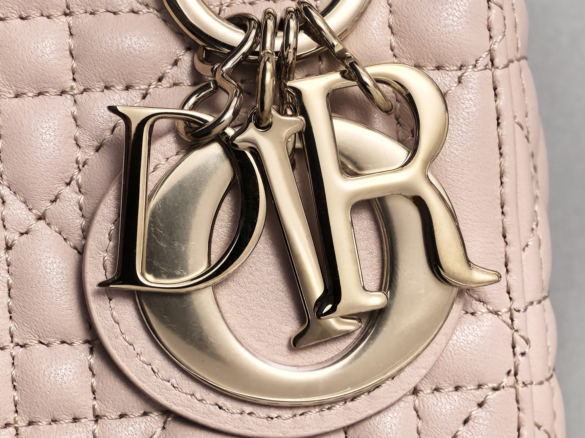 DIOR Mini Lady Dior Bag Powder Pink Cannage Lambskin Gold Hardware