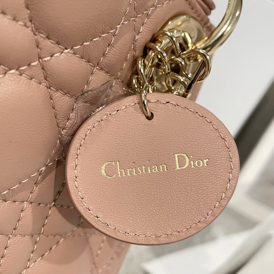 DIOR Mini Lady Dior Bag Blush Cannage Lambskin Gold Hardware