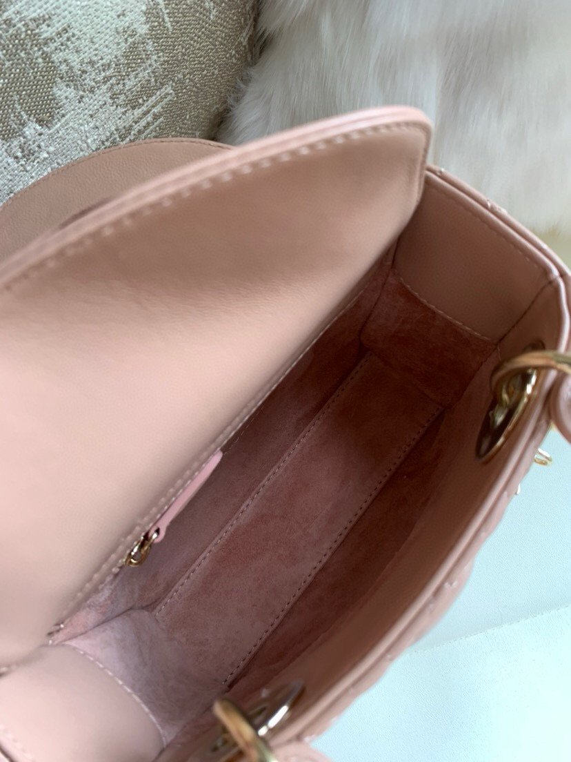 DIOR Mini Lady Dior Bag Blush Cannage Lambskin Gold Hardware