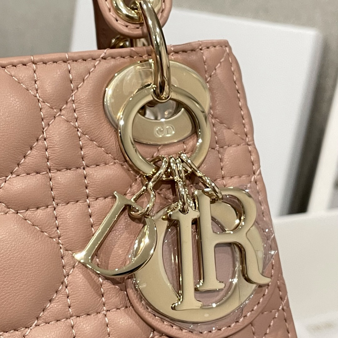 DIOR Mini Lady Dior Bag Blush Cannage Lambskin Gold Hardware