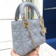 DIOR Mini Lady Dior Bag Pale Blue Cannage Lambskin Gold Hardware