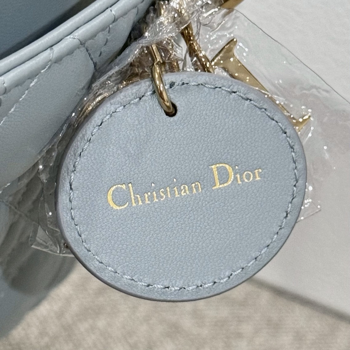 DIOR Mini Lady Dior Bag Pale Blue Cannage Lambskin Gold Hardware