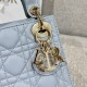 DIOR Mini Lady Dior Bag Pale Blue Cannage Lambskin Gold Hardware