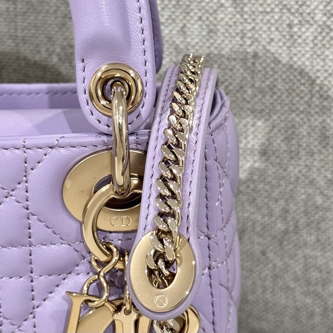 DIOR Mini Lady Dior Bag Lilac Cannage Lambskin Gold Hardware