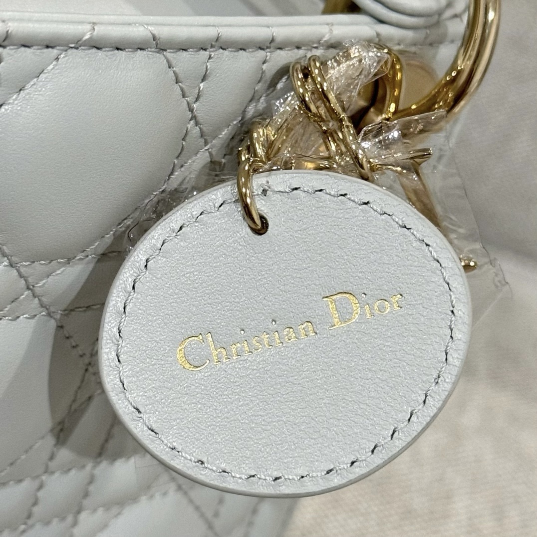 DIOR Mini Lady Dior Bag Cloud Gray Cannage Lambskin Gold Hardware