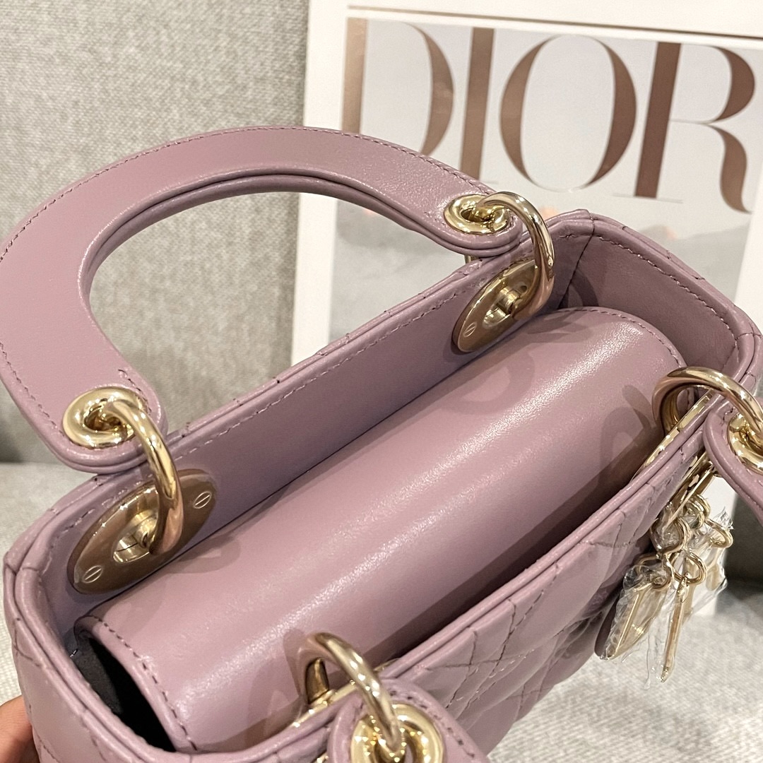 DIOR Mini Lady Dior Bag Peony Pink Cannage Lambskin Gold Hardware