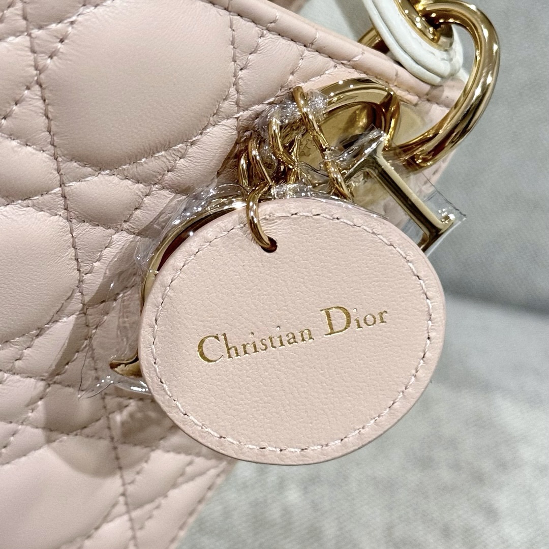 DIOR Mini Lady Dior Bag Two-Tone Powder Pink and Latte Cannage Lambskin Gold Hardware