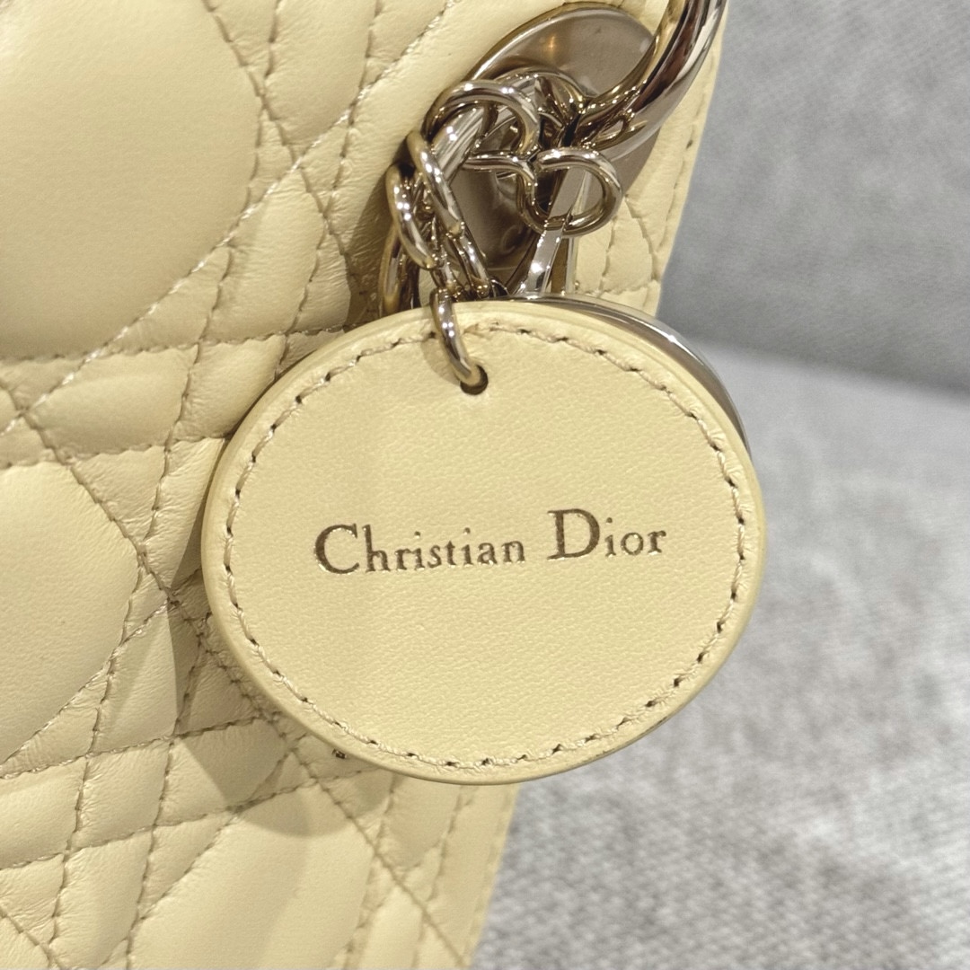 DIOR Mini Lady Dior Bag Pale Yellow Cannage Lambskin Gold Hardware