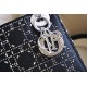 DIOR Mini Lady Dior Bag Black Strass Cannage Satin Sliver Hardware