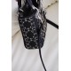 DIOR Mini Lady Dior Bag Black Strass Cannage Satin Sliver Hardware