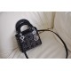 DIOR Mini Lady Dior Bag Black Strass Cannage Satin Sliver Hardware