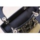 DIOR Mini Lady Dior Bag Black Strass Cannage Satin Sliver Hardware