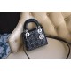 DIOR Mini Lady Dior Bag Black Strass Cannage Satin Sliver Hardware