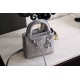 DIOR Mini Lady Dior Bag Gray Strass Cannage Satin Sliver Hardware