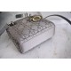 DIOR Mini Lady Dior Bag Gray Strass Cannage Satin Sliver Hardware