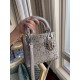 DIOR Mini Lady Dior Bag Gray Strass Cannage Satin Sliver Hardware