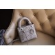 DIOR Mini Lady Dior Bag Gray Strass Cannage Satin Sliver Hardware