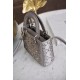 DIOR Mini Lady Dior Bag Gray Strass Cannage Satin Sliver Hardware