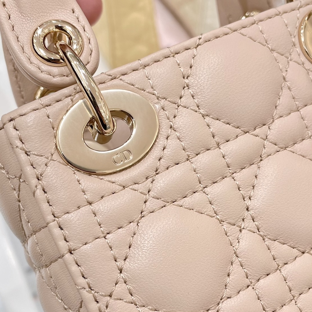 DIOR Lady Dior Micro Bag Powder Pink Cannage Lambskin Gold Hardware