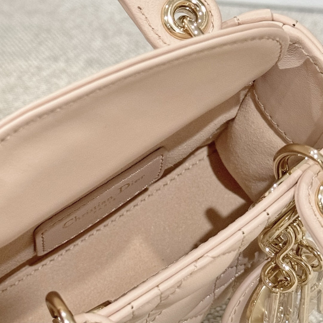 DIOR Lady Dior Micro Bag Powder Pink Cannage Lambskin Gold Hardware