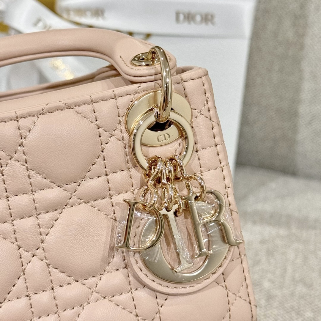 DIOR Lady Dior Micro Bag Powder Pink Cannage Lambskin Gold Hardware