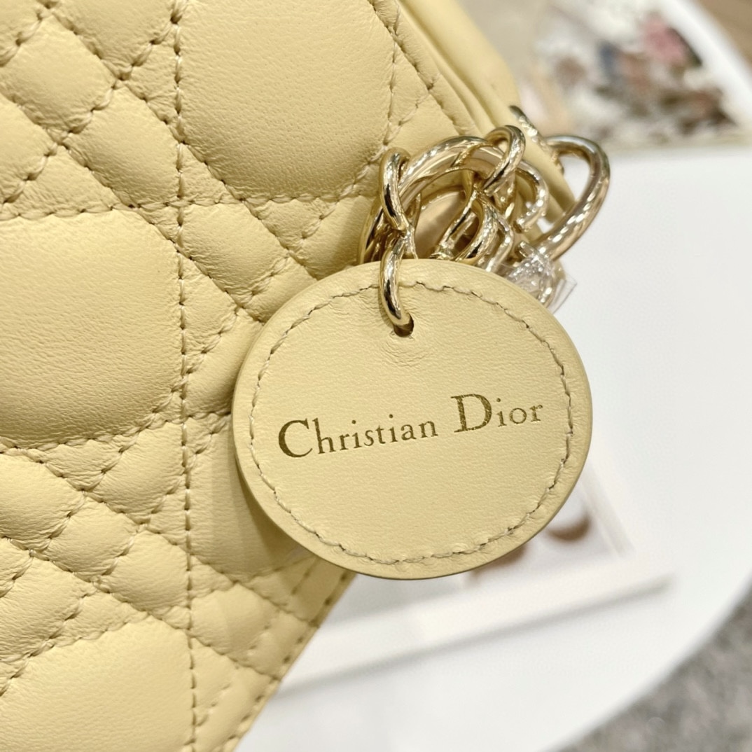 DIOR Lady Dior Micro Bag Pale Yellow Cannage Lambskin Gold Hardware