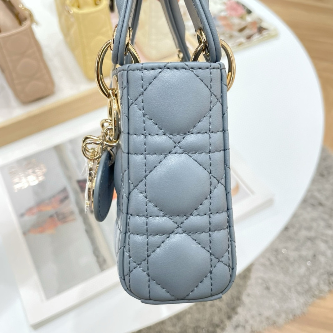 DIOR Lady Dior Micro Bag Cloud Blue Cannage Lambskin Gold Hardware