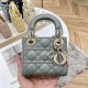 DIOR Lady Dior Micro Bag Stone Gray Cannage Lambskin Gold Hardware