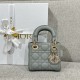 DIOR Lady Dior Micro Bag Stone Gray Cannage Lambskin Gold Hardware