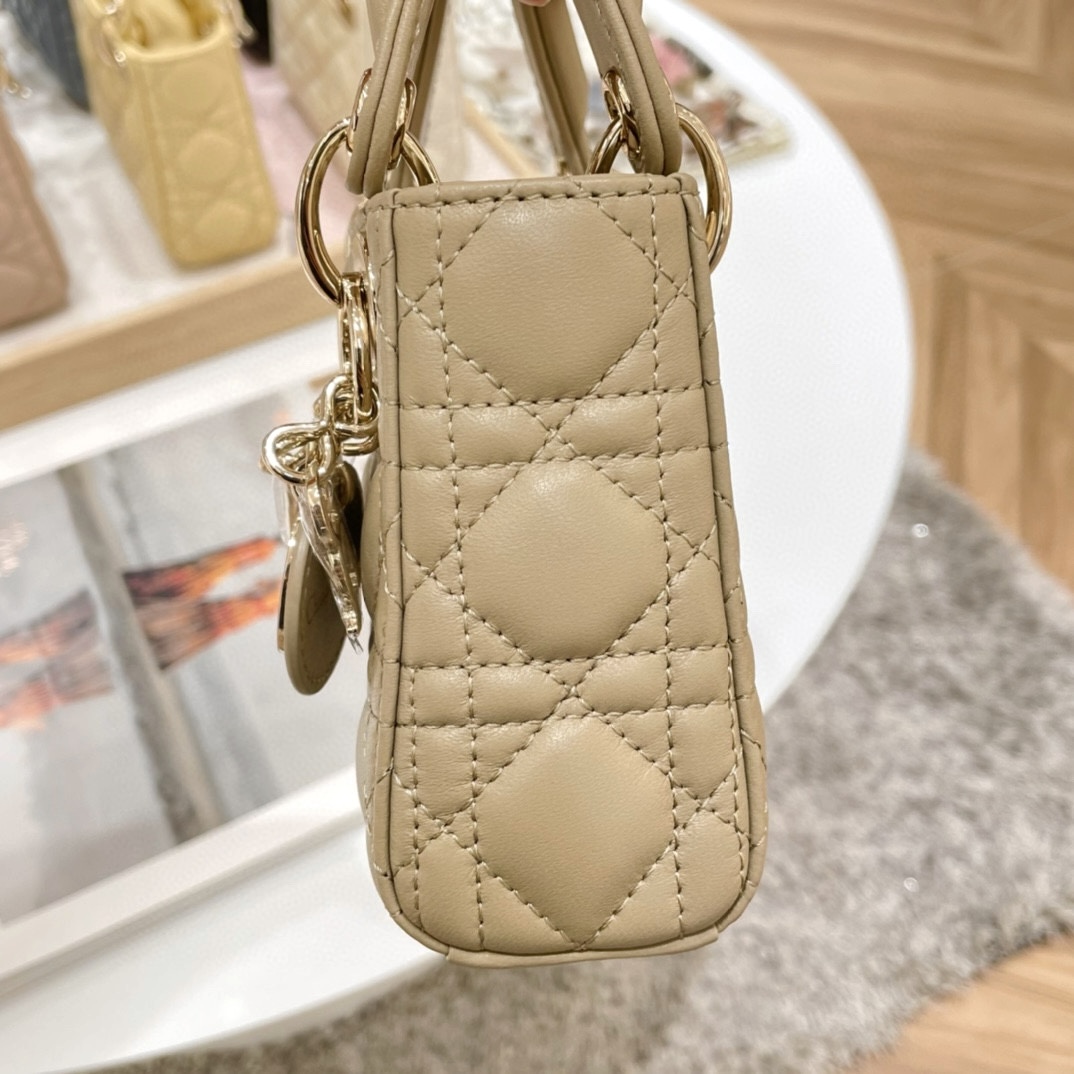 DIOR Lady Dior Micro Bag Sand-Colored Cannage Lambskin Gold Hardware