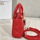 DIOR Lady Dior Micro Bag Bright Red Cannage Lambskin Gold Hardware