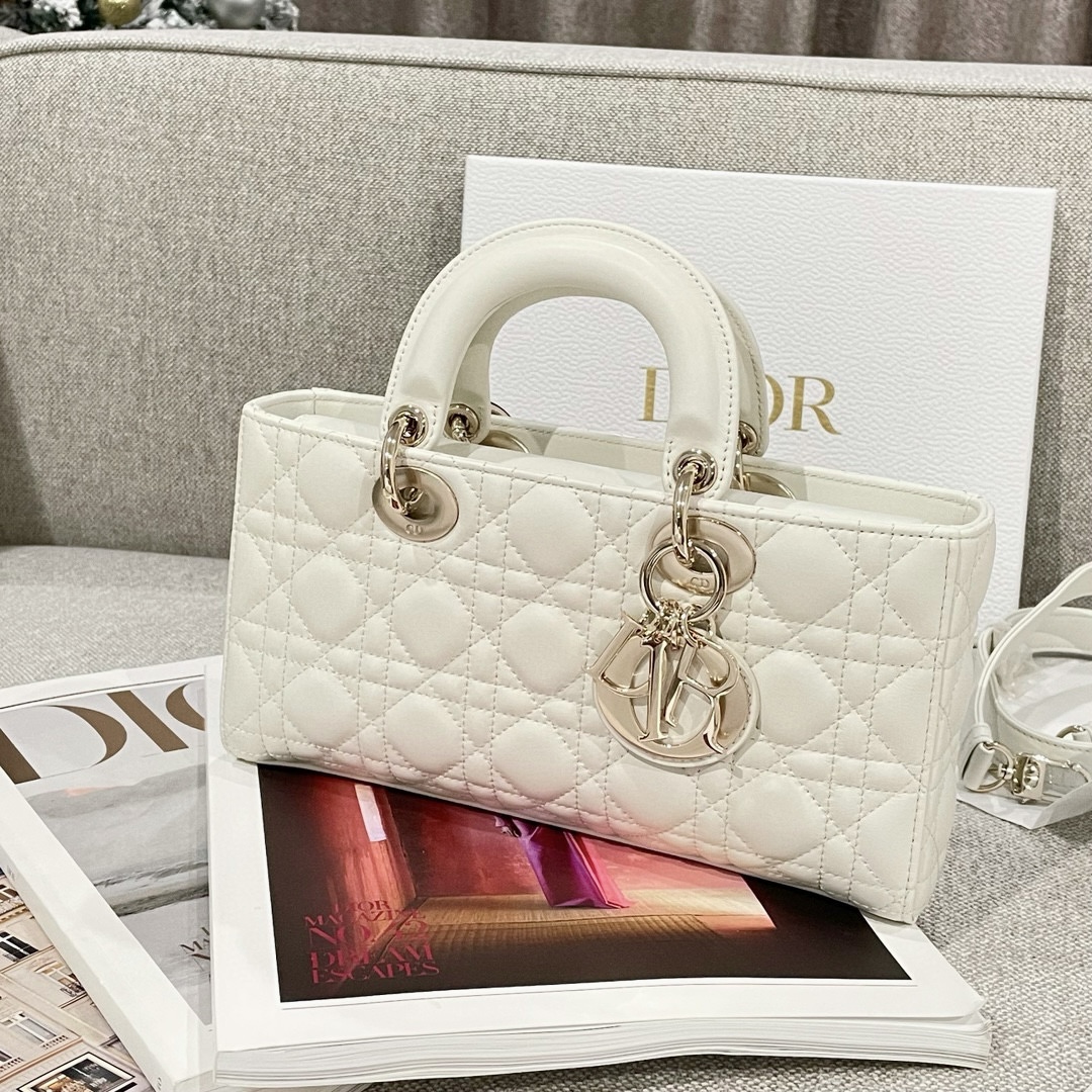 DIOR Medium Lady D-Joy Bag Latte Cannage Lambskin Gold Hardware