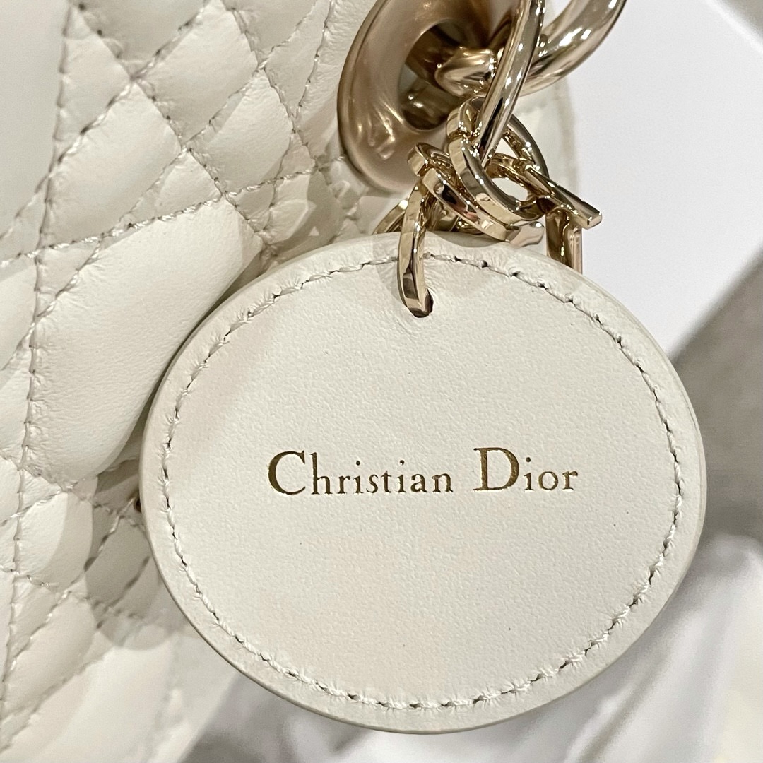 DIOR Medium Lady D-Joy Bag Latte Cannage Lambskin Gold Hardware