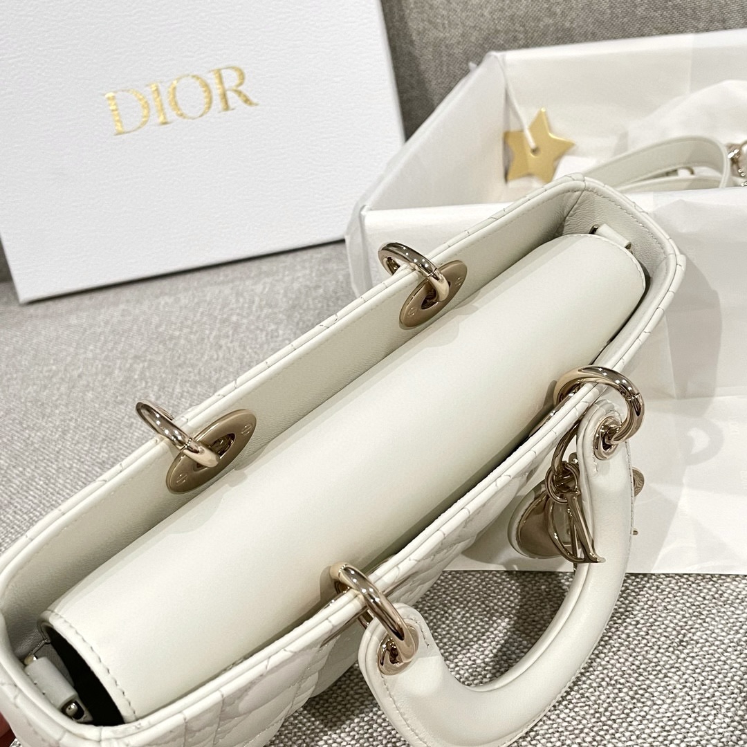 DIOR Medium Lady D-Joy Bag Latte Cannage Lambskin Gold Hardware