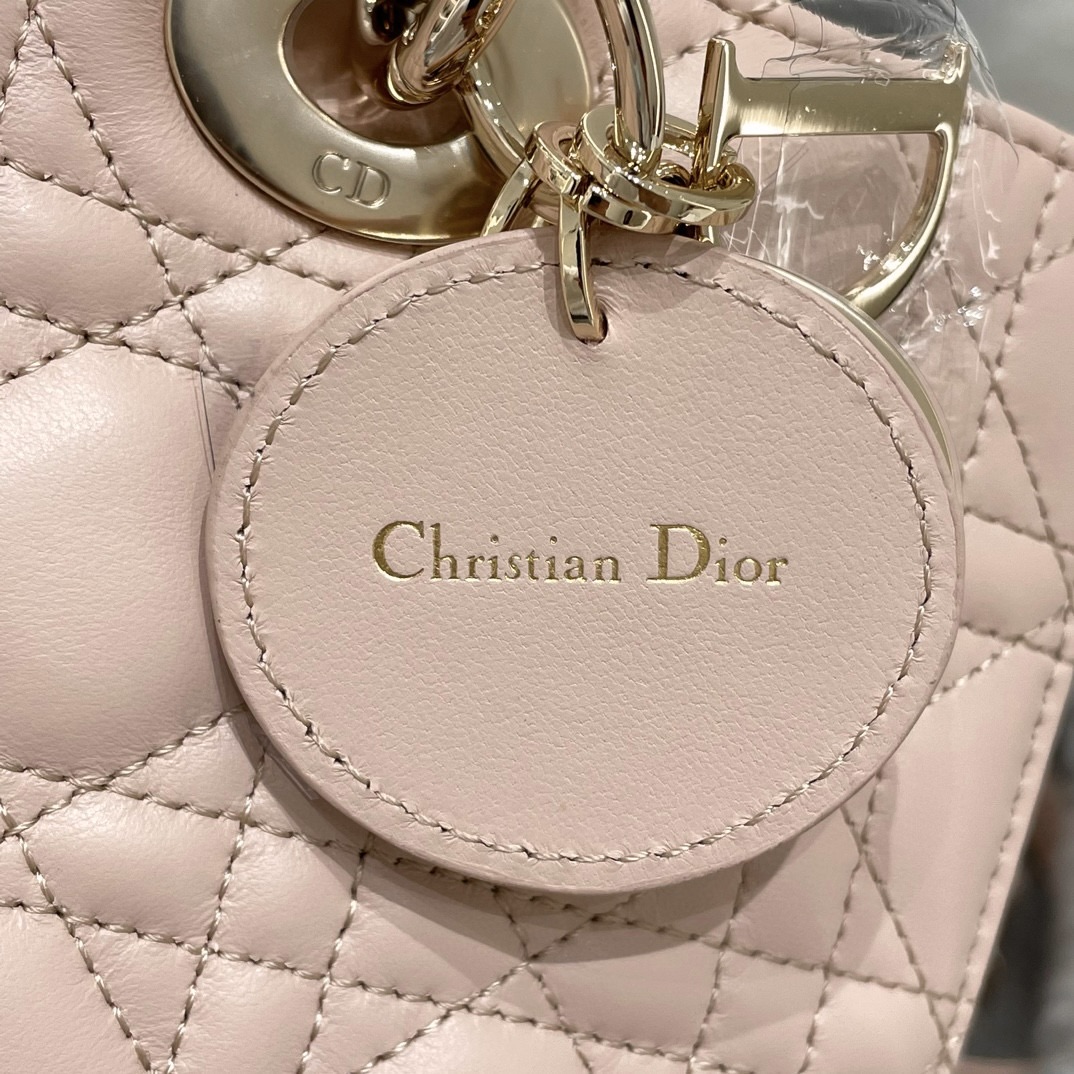 DIOR Medium Lady D-Joy Bag Powder Pink Cannage Lambskin Gold Hardware