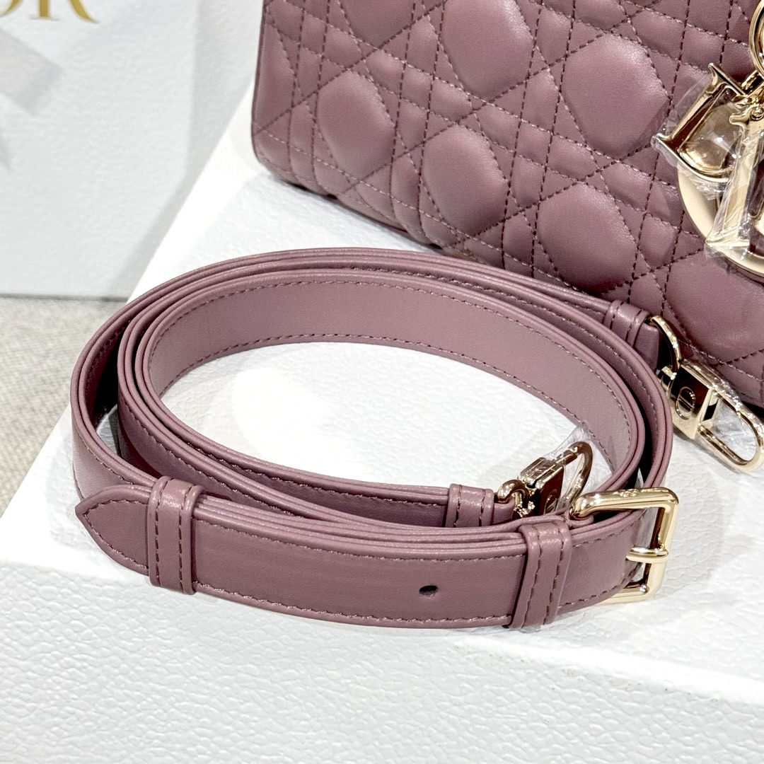 DIOR Medium Lady D-Joy Bag Peony Pink Cannage Lambskin Gold Hardware