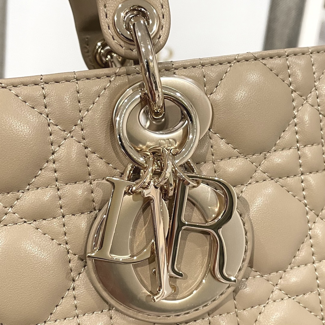 DIOR Medium Lady D-Joy Bag Sand-Colored Cannage Lambskin Gold Hardware